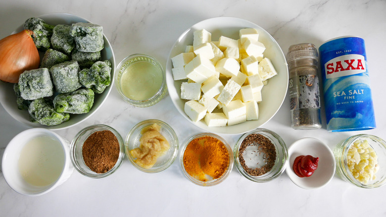 at-home saag paneer ingredients 