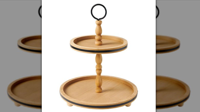 Wooden tiered food tray