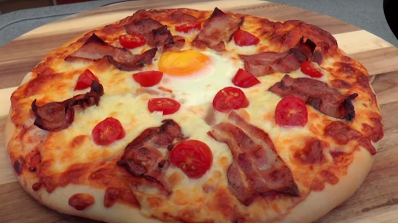 homemade Aussie pizza with tomatoes