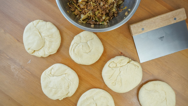 Bierocks flattened dough