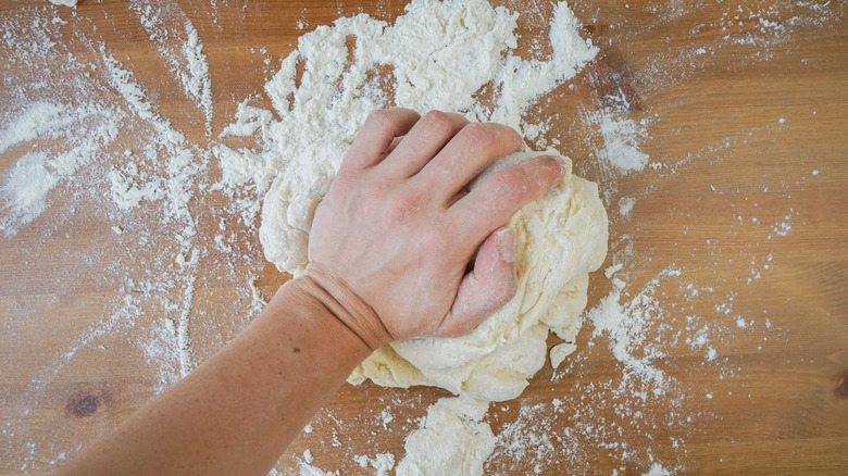 kneading German bierocks dough