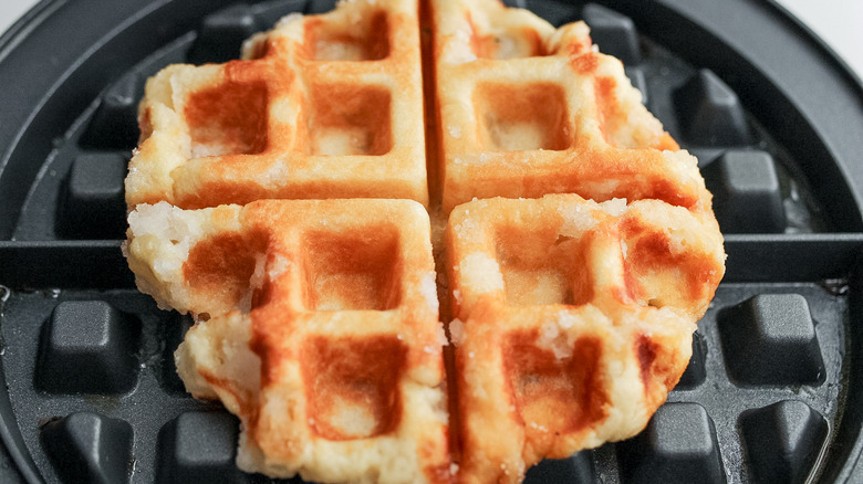 waffle on iron