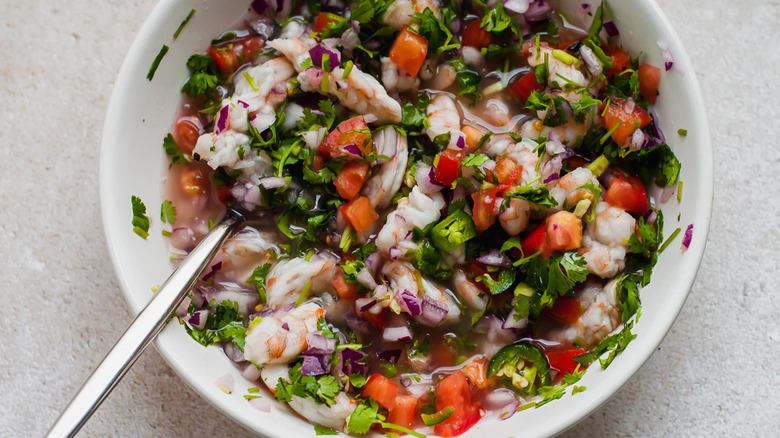 The ceviche stirred together