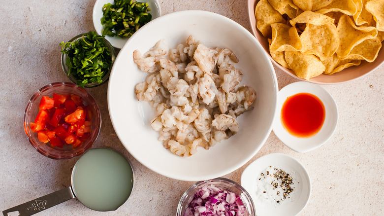 The ingredients for the ceviche