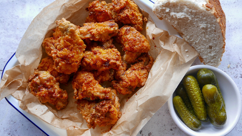 Authentic Nashville Hot Chicken Recipe on a tray