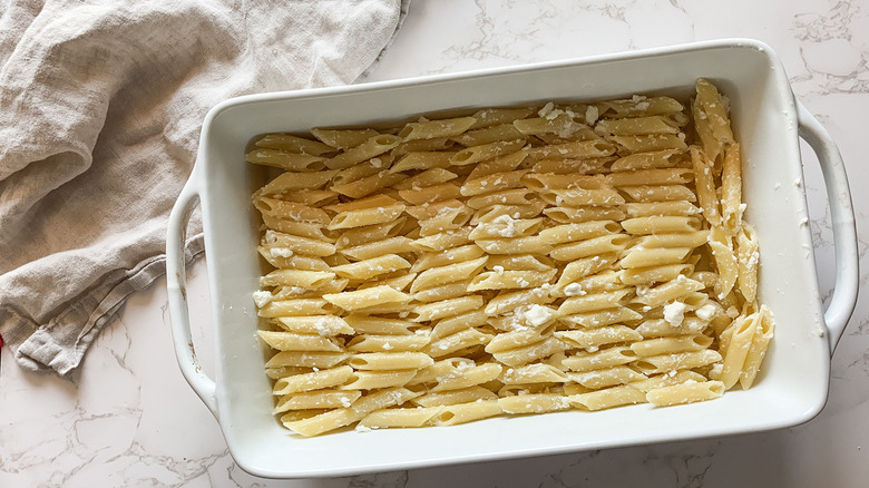 pasta in baking dish