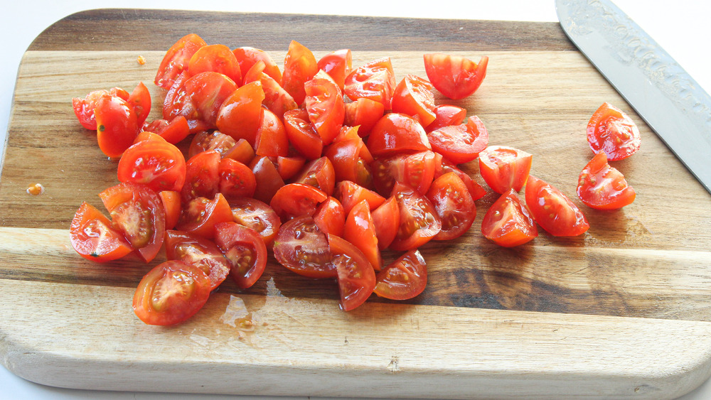 bowl of chopped tomatoes