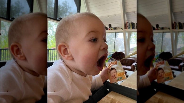 Duff Goldman's daughter, Josephine, eating chocolate cake