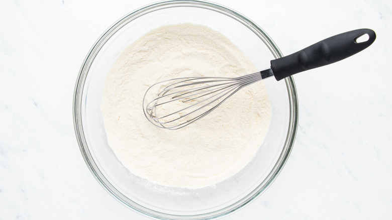 Flour mixture whisked in bowl