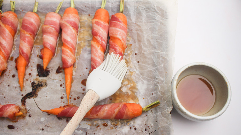 brush maple syrup on carrots