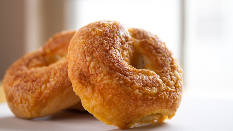 Asiago bagels on table