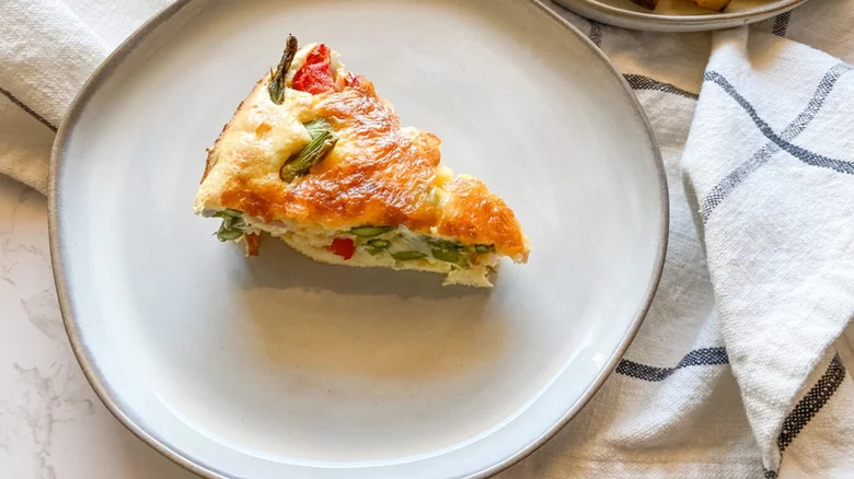 Egg and cheese slice with asparagus