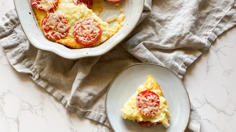 Cheese and tomato pie and slice