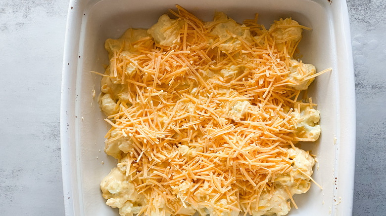 baking dish with cauliflower