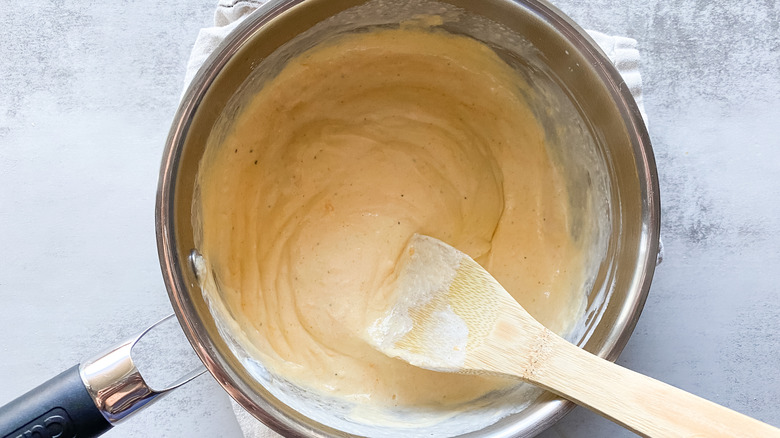 cheese mixture in pan