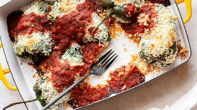 a platter of chile relleno