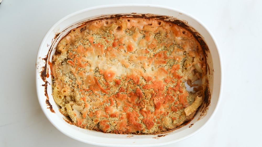 baked mac and cheese in casserole dish