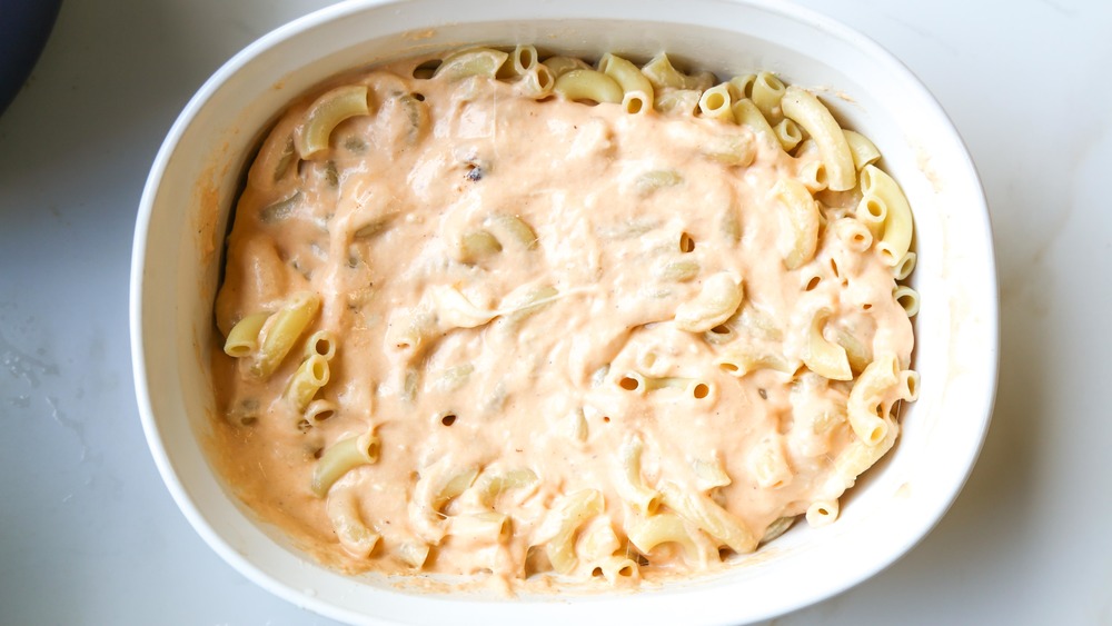 baked mac and cheese in casserole dish