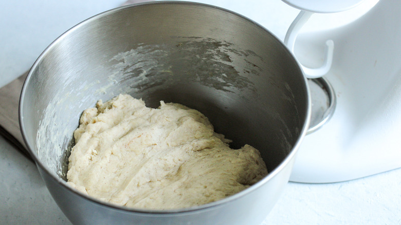 dough in stand-up mixer