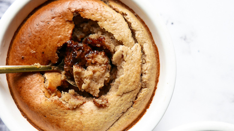 Close up of Delicious baked oatmeal with nutella filling