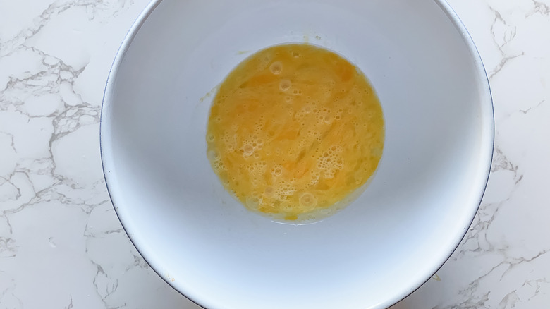 beaten eggs in bowl