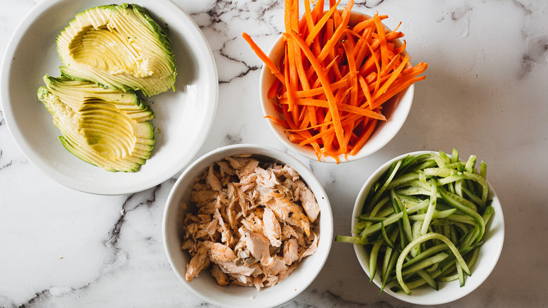 ingredients in bowls