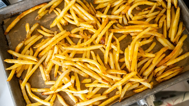 fries on baking sheet