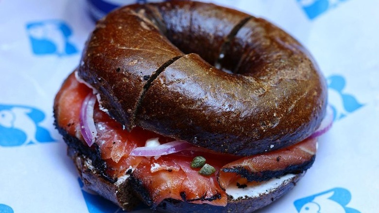 bagel with lox and onions