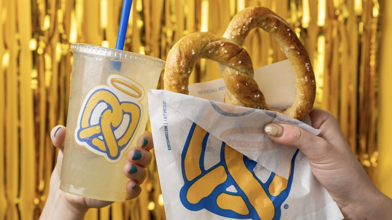 Pretzel and lemonade at Auntie Anne's