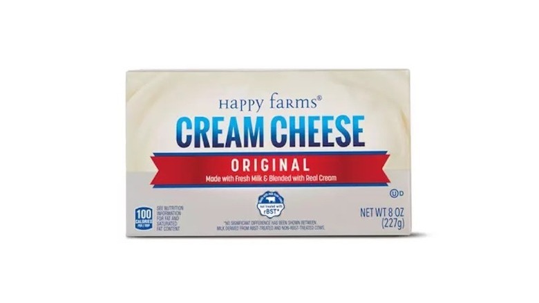 Grey package of cream cheese