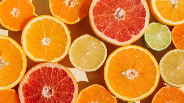 Sliced citrus fruits