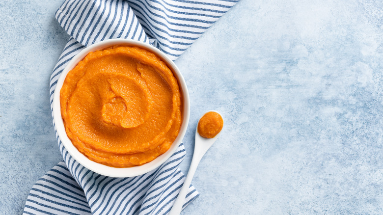 Bowl of pumpkin purée