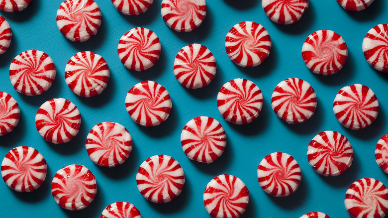 Peppermint candies on a table