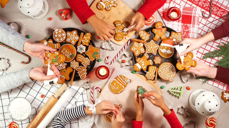 People making Christmas cookies