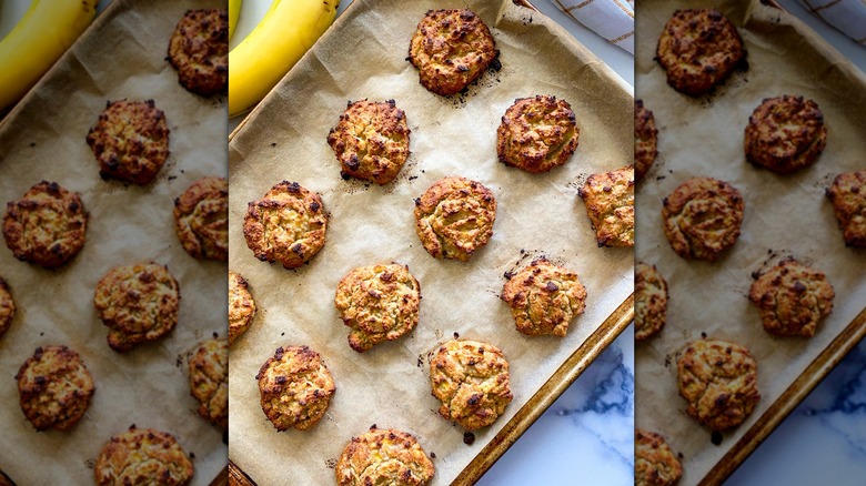 banana bread cookies on baking tray