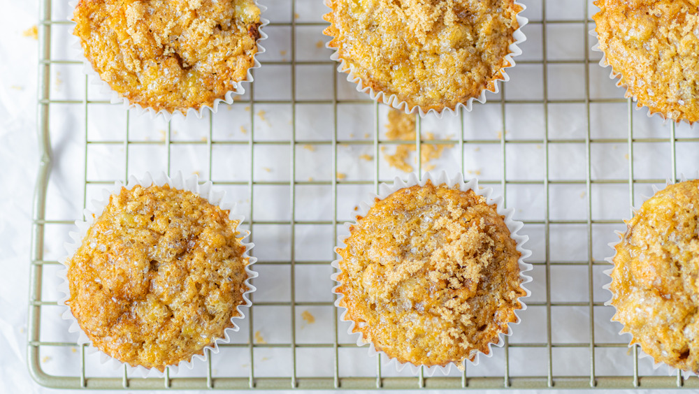 banana muffins on cooling rack