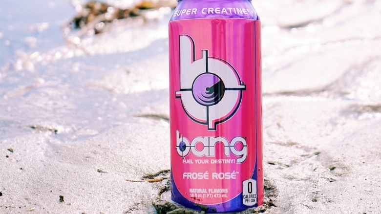 Can of Bang Energy Frosé Rosé on the sand