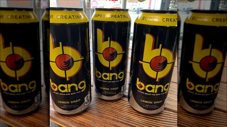Bang Energy Lemon Drop cans on counter