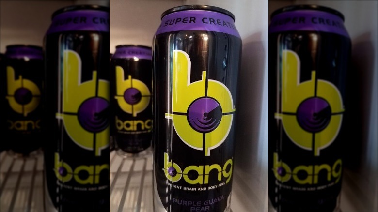 Bang Energy Purple Guava Pear cans in refrigerator