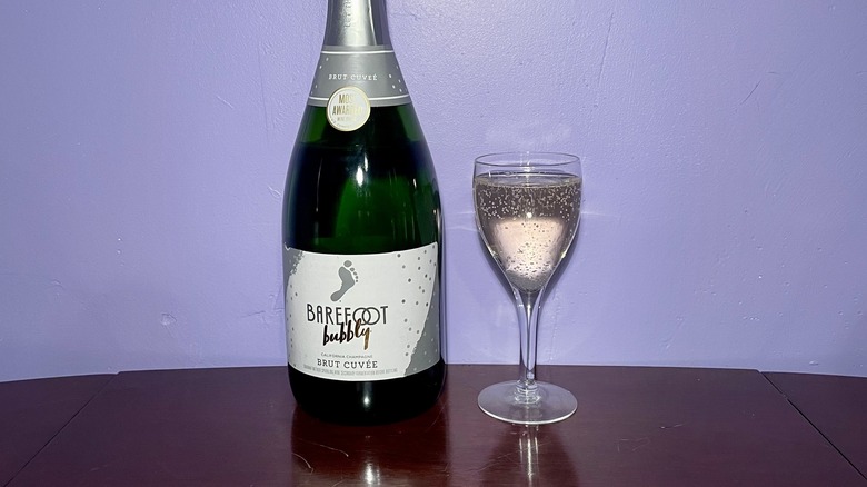 Bottle of bubbly wine