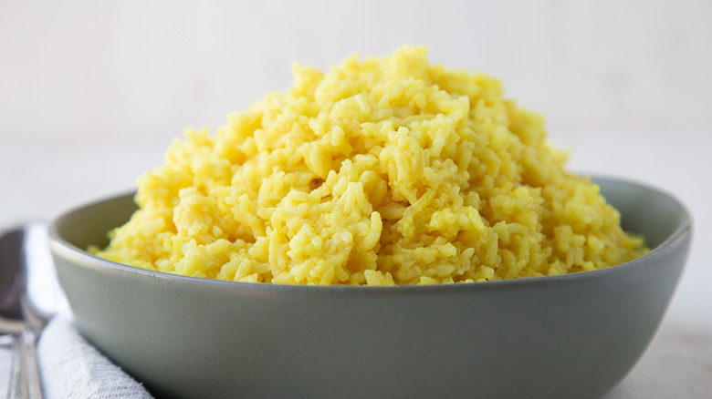 yellow rice in bowl 