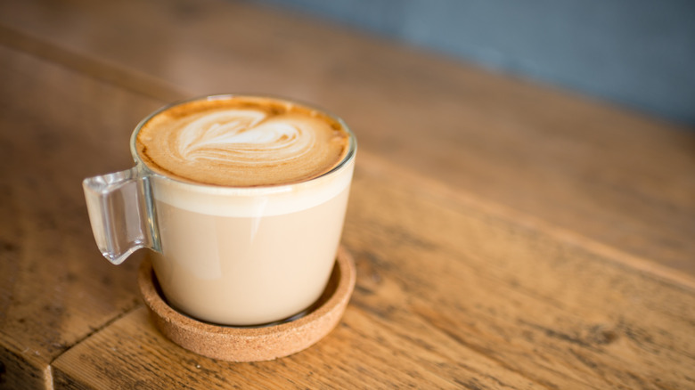 Caramel latte with foam