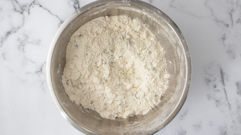 flour and seasonings in mixing bowl