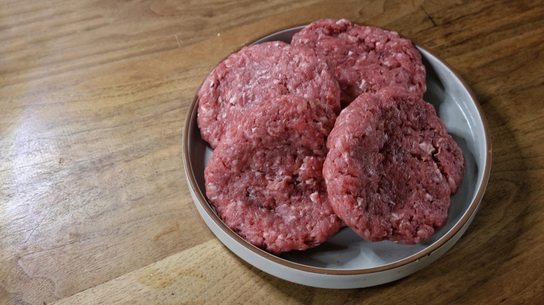 plate of burger patties