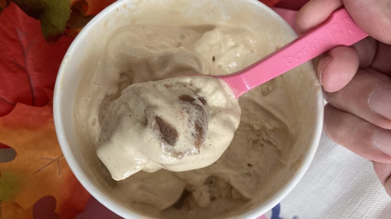 spoon showing cinnamon streusel ribbon