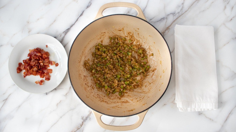 vegetable roux in Dutch oven