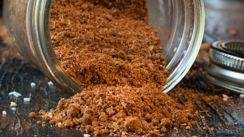 barbecue seasoning spilling out of jar