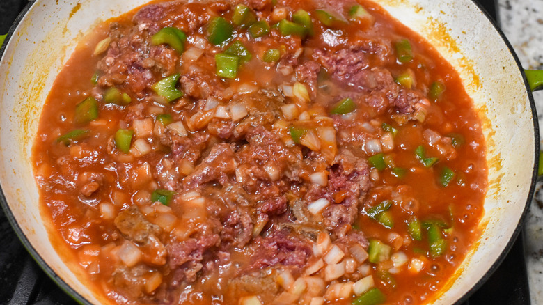 tomato paste in skillet 