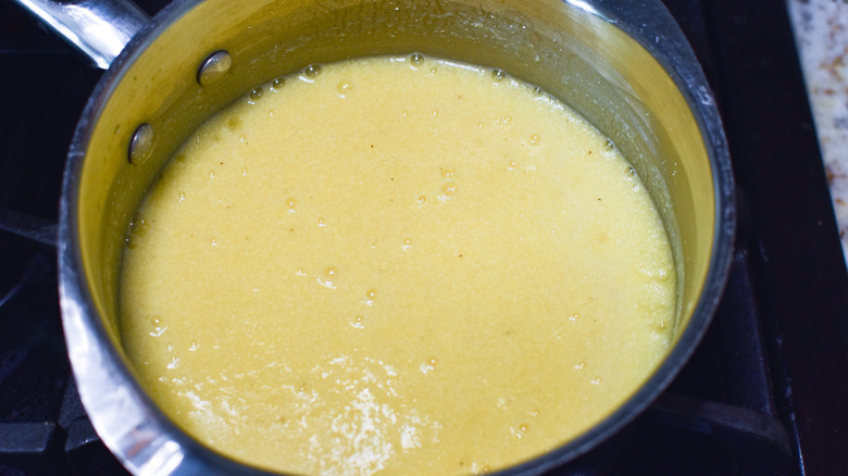 cornmeal in saucepan 