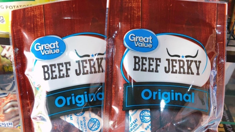 Packages of Great Value Beef Jerky